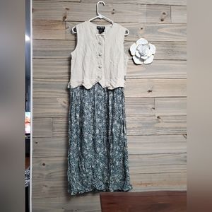 Vintage Jamie Brooke Maxi Dress Sz 12 Croche Back Dress Green Vest Top Dress